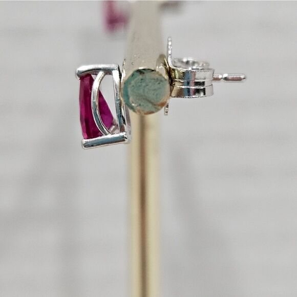 NEW, Created Ruby studs, pear shaped. - Picture 3 of 3